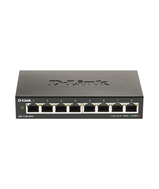 D-Link, Smart Gigabit Ethernet Switch, DGS-1100-08V2, Managed, Desktop, Power supply type External, 24 month(s)