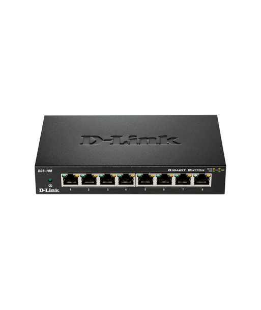 D-Link DGS-108/E 8-портовый гигабитный неуправляемый настольный коммутатор D-Link DGS-108/E 8-портовый гигабитный неуправляемый настольный коммутатор