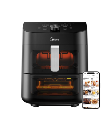 Аэрофритюрница Midea Two Zone, MAD1100DADK, Power 1850 W, Capacity 4.4/6.4 L, Rapid Air technology, Black