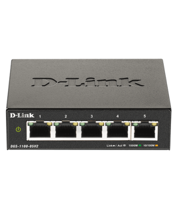 D-Link, Smart Managed Switch, DGS-1100-05V2/E, Managed L2, Rackmountable, Gigabit Ethernet (copper) ports quantity 5