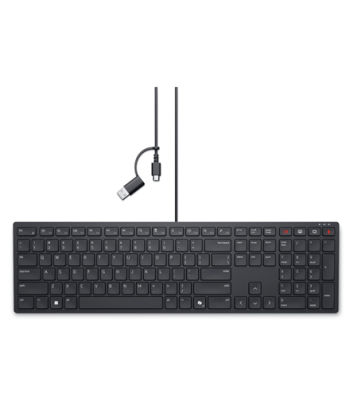 Dell, Collaboration Keyboard, KB525C, Keyboard, Wired, Ukrainian (QWERTY), Black, USB-C