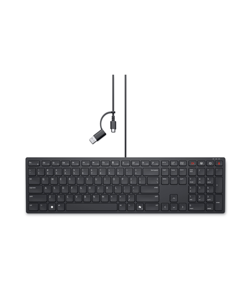 Dell, Collaboration Keyboard, KB525C, Keyboard, Wired, Ukrainian (QWERTY), Black, USB-C