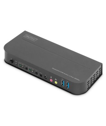 Digitus KVM Switch, 2-Port, 4K60Hz, 2 x DP in, 1 x DP/HDMI out, Black