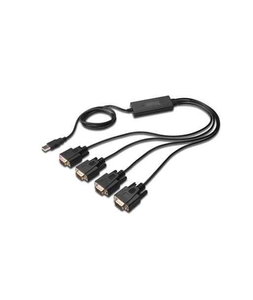 Digitus DA-70159 USB 2.0 to 4xRS232 Cable, Black
