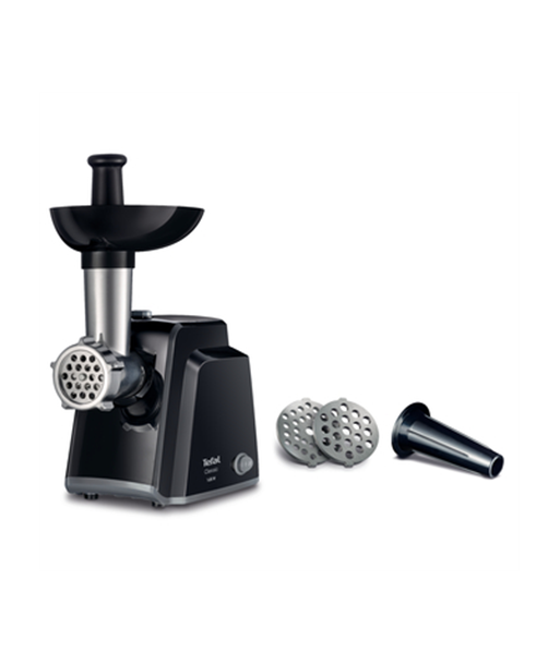 TEFAL Meat mincer NE105838 Black, 1400 W, Number of speeds 1, Throughput (kg/min) 1.7, The set includes 3 stainless steel sieves TEFAL Meat mincer NE105838 Black, 1400 W, Number of speeds 1, Throughput (kg/min) 1.7, The set includes 3 stainless steel sieves