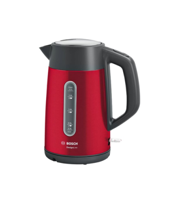 Bosch, Kettle, DesignLine TWK4P434, Electric, 2400 W, 1.7 L, Stainless steel, 360° rotational base, Red/Black
