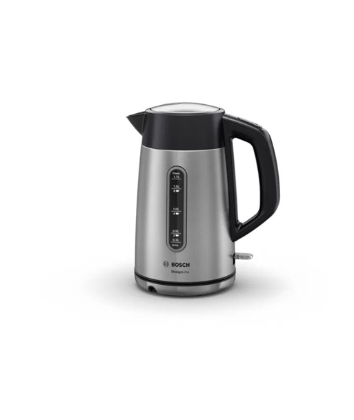 Veekeetja Bosch, DesignLine TWK4P440, Electric, 2400 W, 1.7 L, Stainless steel, 360° rotational base, Stainless steel/Black