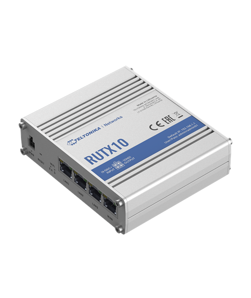 Industrial Router, RUTX10, 802.11ac, 867 Mbit/s, 10/100/1000 Mbit/s, Ethernet LAN (RJ-45) ports 4, Mesh Support No, MU-MiMO No