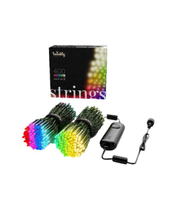 Twinkly|Strings Smart LED Lights 400 RGBW (Multicolor + White), 32m, Black wire|RGBW – 16M+ colors + Warm white
