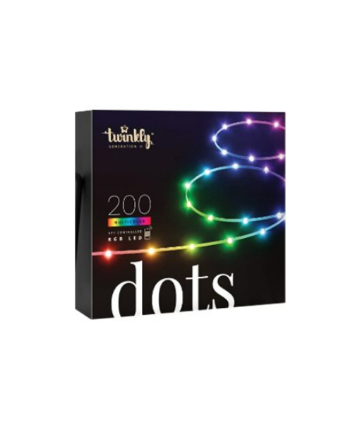 Светодиодные гирлянды Twinkly Dots RGB - 200 светодиодов, 10м, черный провод Светодиодные гирлянды Twinkly Dots RGB - 200 светодиодов, 10м, черный провод
