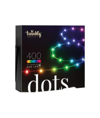 Twinkly Dots Smart LED String Lights - 400 RGB, 20m, Black Wire