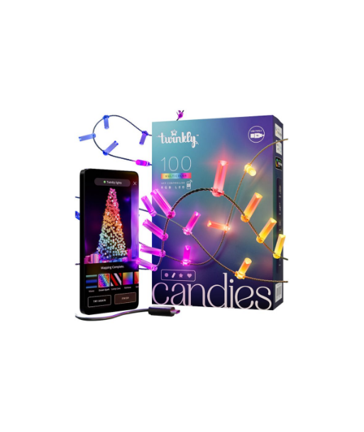 Twinkly Candies 100 RGB LED Candle Lights, Clear Wire, USB-C Twinkly Candies 100 RGB LED Candle Lights, Clear Wire, USB-C