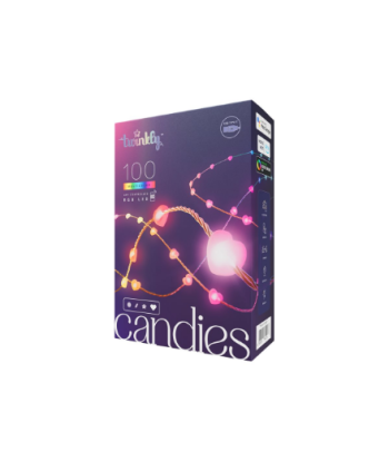 Twinkly Candies 100 Heart-shaped RGB LEDs, Clear Wire, USB-C|Twinkly