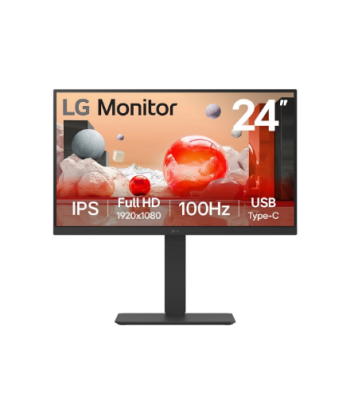 LG 24BA650-B, 23.8", IPS, 16:9, 100 Hz, 5 ms, 1920 x 1080 pixels, 250 cd/m², HDMI ports quantity 1, Black