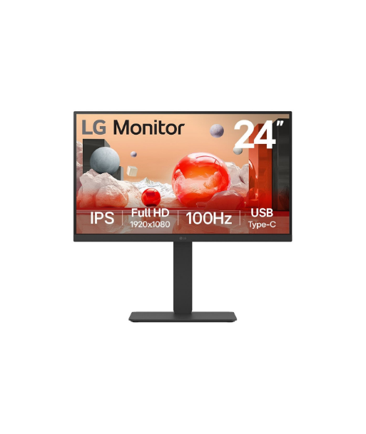 LG 24BA650-B, 23.8", IPS, 16:9, 100 Hz, 5 ms, 1920 x 1080 pixels, 250 cd/m², HDMI ports quantity 1, Black