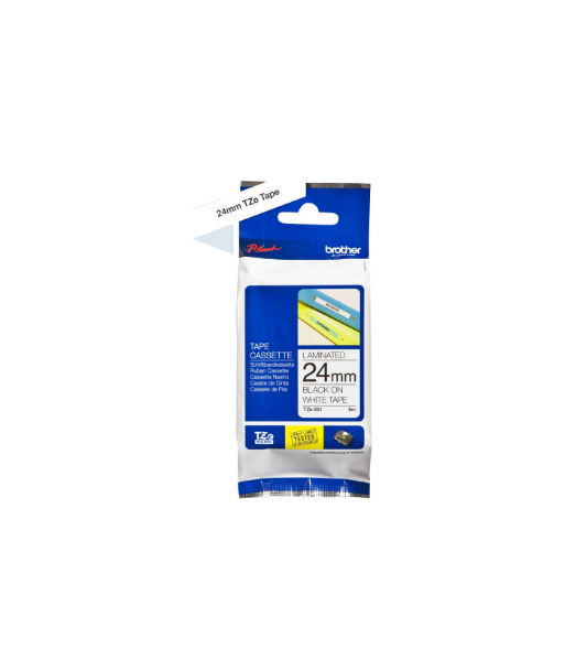 Brother, TZ-251 Laminated Tape, Black on White, TZe, 8 m, 2.4 cm