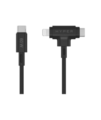 Гибридный кабель HyperJuice 60W USB-C to USB-C & Lightning