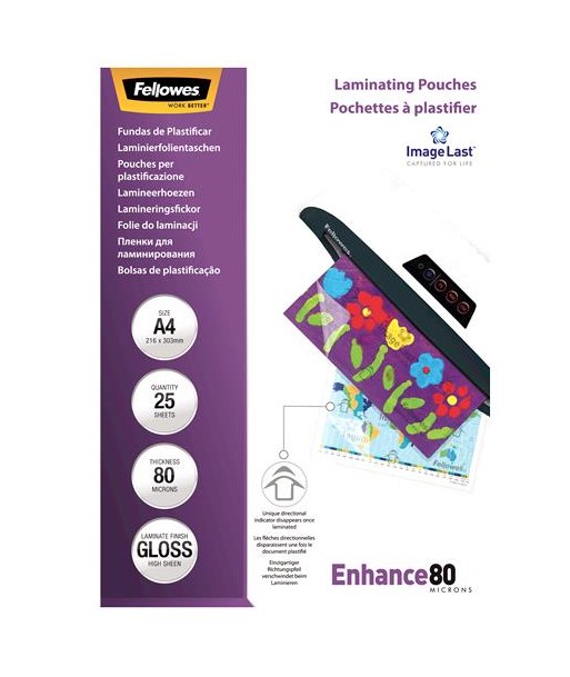 LAMINATOR POUCH IMAGELAST/A4 80 25PCS 5396205 FELLOWES