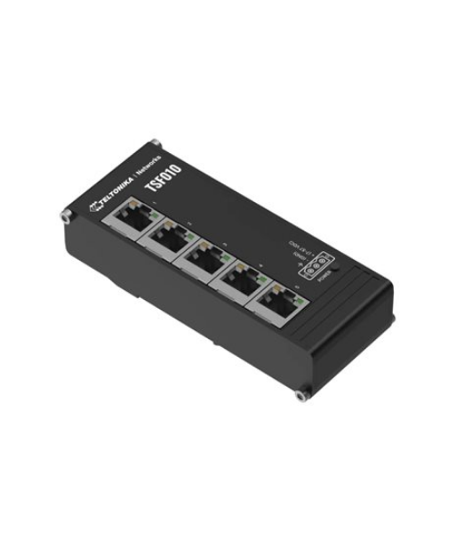 Teltonika TSF010 Промышленный неуправляемый коммутатор, 5x 10/100Mbps RJ45, DIN рейка Teltonika TSF010 Промышленный неуправляемый коммутатор, 5x 10/100Mbps RJ45, DIN рейка