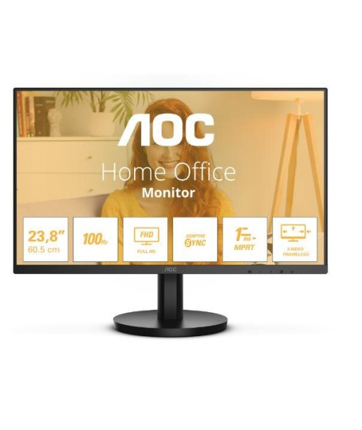 LCD Monitor AOC 24" Panel VA 1920x1080 16:9 100 Hz Matte 1 ms Speakers Tilt Colour Black 24B3HMA2