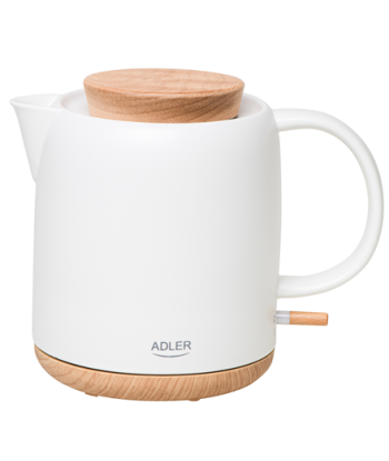 Чайник Adler Electric, AD 1304, Electric, 1200 W, 1 L, Ceramic, 360° rotational base, White