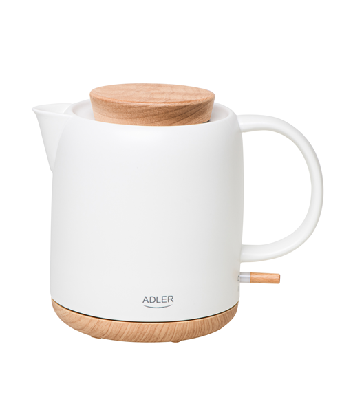 Чайник Adler Electric, AD 1304, Electric, 1200 W, 1 L, Ceramic, 360° rotational base, White