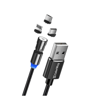 ColorWay Cable 3in1 (Lightning+MicroUSB+Type-C) Magnetic Rotation 540° 2.4А, 1m | CW-CBUU037-BK