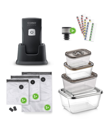 Caso Vacu OneTouch Pro Hand Vacuum Sealer Set - Black