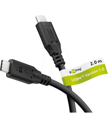 Goobay USB-C kuni USB-C kaabel, USB4, 100W, 20Gbps, Power Delivery, 2m, Must