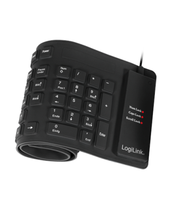 Logilink, Flexible waterproof Keyboard USB + PS/2, ID0019A, Flexible keyboard, Wired, DE, Black