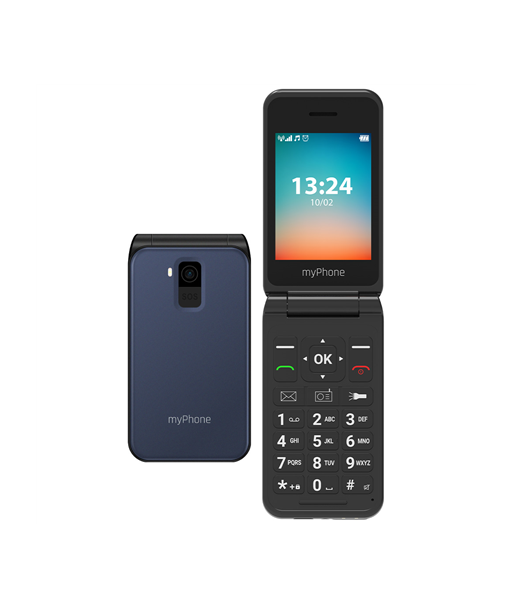 myPhone Flip, LTE, Black, 2.8", TFT, 48 MB, 128 MB, 3G, Bluetooth, 2.1, USB version Type-C, Built-in camera, Main camera