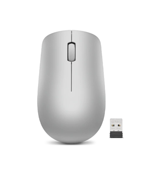 Lenovo, Wireless Mouse, 530, Optical Mouse, 2.4 GHz Wireless via Nano USB, Platinum Grey, 1 year(s)