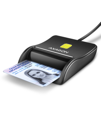 AXAGON Compact desktop USB contact Smart/ID card reader with long, USB-A cable | CRE-SM3N