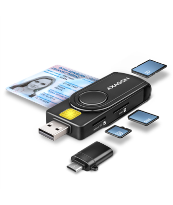 CARD READER USB-C+USB2.0 4SLOT/SMARTCARD CRE-SMP2A AXAGON