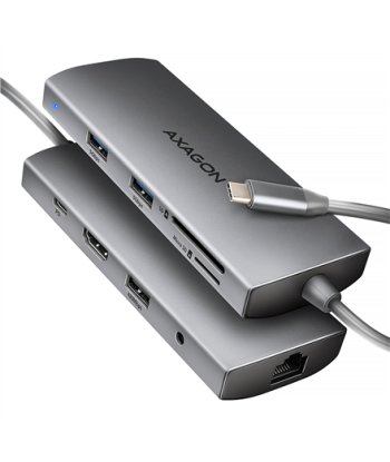 AXAGON HMC-8HLSA USB-C Hub: 8 Ports, 5Gbps, Premium Design