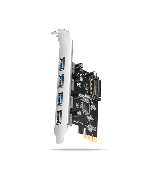 AXAGON PCI-Express card with four external USB-A 5Gbps ports | PCEU-430RS