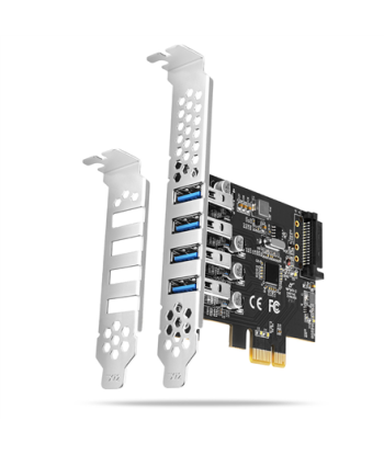 AXAGON PCI-Express card with four external USB 3.2 Gen1 ports with dual power | PCEU-43RS