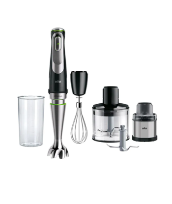 Blender Braun, MQ9138XI MultiQuick 9, 1200 W, Number of speeds 3, Chopper, Ice crushing, Black/Stainless Steel