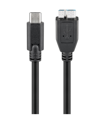 Goobay 67995 USB-C to micro-B 3.0 cable Round cable, SuperSpeed data transfer - The USB-C cable supports data transfer rates
