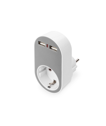 Digitus Universal USB Plug-in Charger with 2 x USB-A Sockets and Integrated Socket | DA-70617