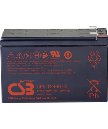 CSB Battery Battery 12V, 9Ah, AGM | UPS12460F2 | 460 W