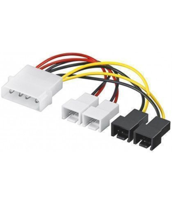 Goobay 93632 Power cable/adapter for PC fans, 5.25 inch male to fan 2x 12 V/2x 5 V, 0.15 m