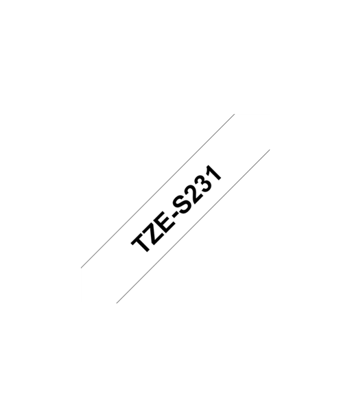 Kleepkirjalint Brother, TZ-S231 Strong Adhesive, Black on White, TZe, 8 m, 1.2 cm Kleepkirjalint Brother, TZ-S231 Strong Adhesive, Black on White, TZe, 8 m, 1.2 cm