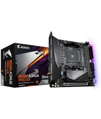 Gigabyte, B550I AORUS PRO AX 1.0, Processor family AMD, Processor socket AM4, DDR4 DIMM, Memory slots 2, Chipset AMD B, Mini