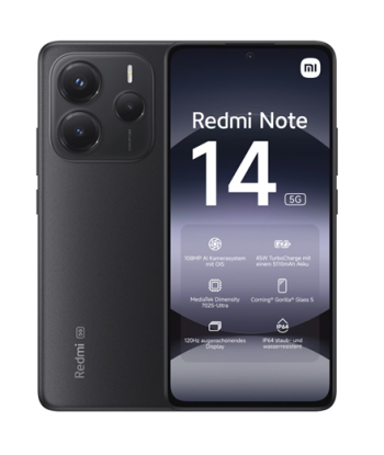 Xiaomi Redmi Note 14, Midnight Black, 6.67", AMOLED, 1080 x 2400 pixels, Mediatek, Internal RAM 6 GB, 128 GB, Dual SIM, 5G