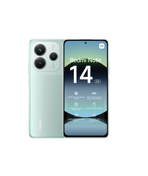 Xiaomi Redmi, Note 14, Coral Green, 6.67", AMOLED, 1080 x 2400 pixels, Mediatek, Dimensity, Internal RAM 8 GB, 256 GB, Dual