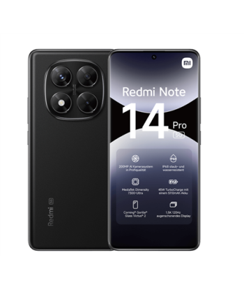 Xiaomi Redmi, Note 14 Pro, Midnight Black, 6.67", AMOLED, 1220 x 2712 pixels, Mediatek, Internal RAM 8 GB, 256 GB, Dual SIM