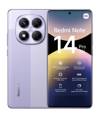 Xiaomi Redmi, Note 14 Pro, Lavender Purple, 6.67", AMOLED, 1220 x 2712 pixels, Mediatek, Internal RAM 8 GB, 256 GB, Dual SIM