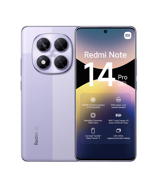 Xiaomi Redmi, Note 14 Pro, Lavender Purple, 6.67", AMOLED, 1220 x 2712 pixels, Mediatek, Internal RAM 8 GB, 256 GB, Dual SIM