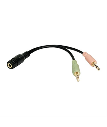 LogiLink 3.5mm Stereo Audio Adapter: 4-Pin Female to 2x Male - Black, 10.5cm